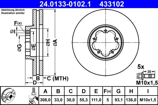 ATE 24.0133-0102.1 - Əyləc Diski furqanavto.az