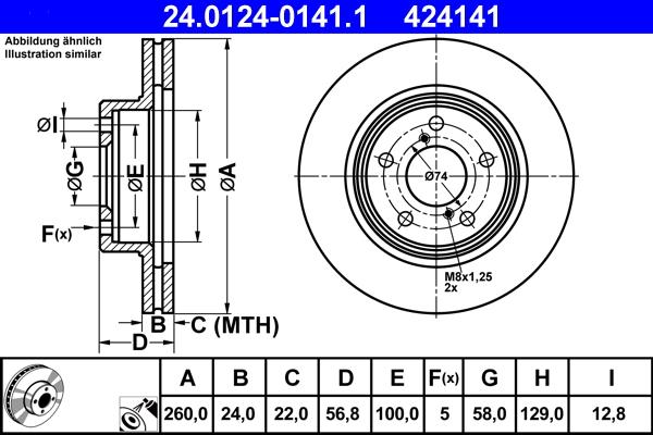 ATE 24.0124-0141.1 - Əyləc Diski furqanavto.az