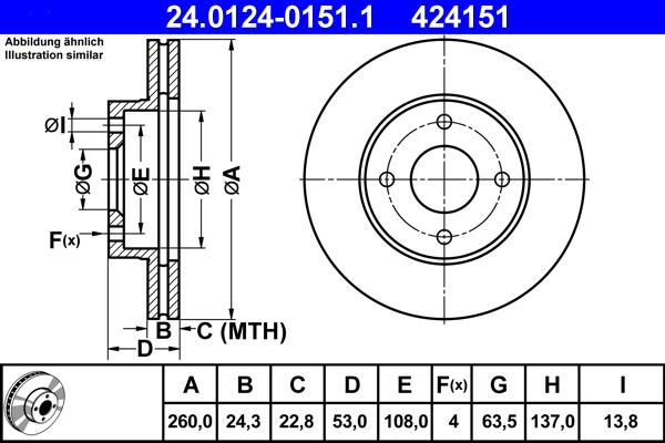 ATE 24.0124-0151.1 - Əyləc Diski furqanavto.az