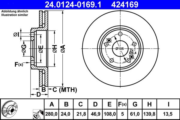 ATE 24.0124-0169.1 - Əyləc Diski furqanavto.az