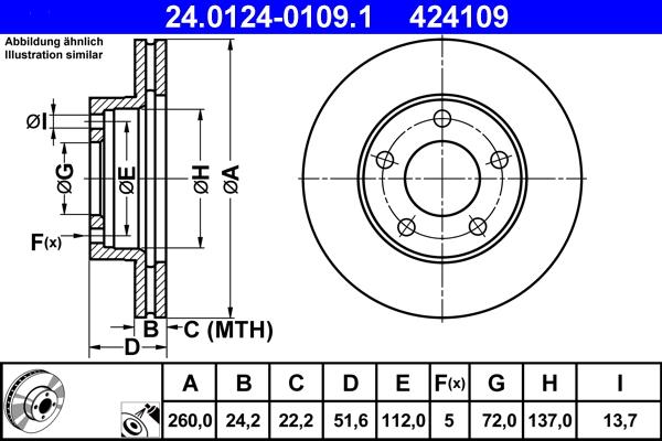 ATE 24.0124-0109.1 - Əyləc Diski furqanavto.az