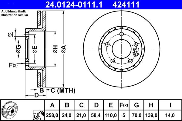 ATE 24.0124-0111.1 - Əyləc Diski furqanavto.az