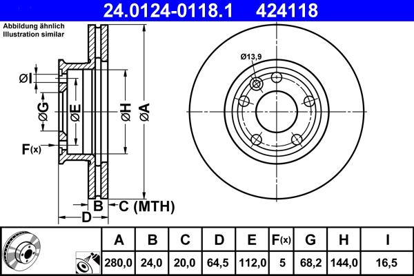 ATE 24.0124-0118.1 - Əyləc Diski furqanavto.az