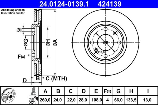 ATE 24.0124-0139.1 - Əyləc Diski furqanavto.az