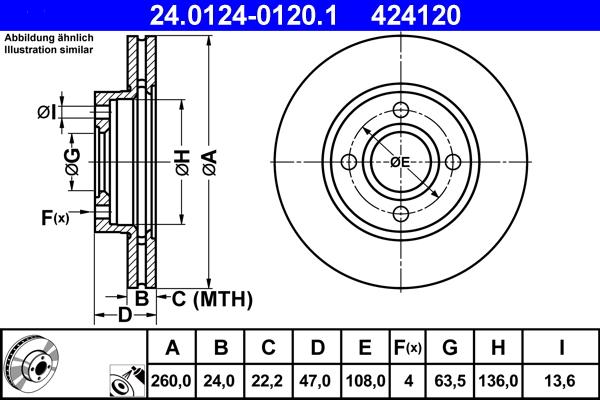 ATE 24.0124-0120.1 - Əyləc Diski furqanavto.az