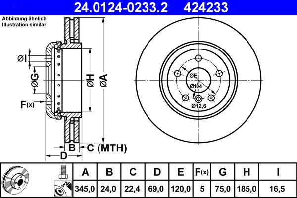 ATE 24.0124-0233.2 - Əyləc Diski furqanavto.az