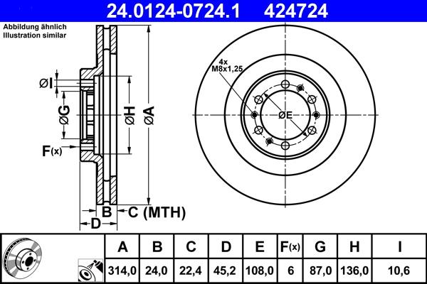 ATE 24.0124-0724.1 - Əyləc Diski furqanavto.az