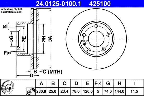 ATE 24.0125-0100.1 - Əyləc Diski furqanavto.az