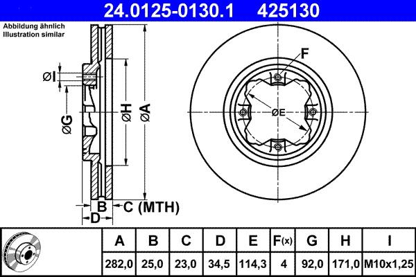 ATE 24.0125-0130.1 - Əyləc Diski furqanavto.az