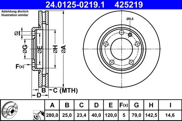 ATE 24.0125-0219.1 - Əyləc Diski furqanavto.az