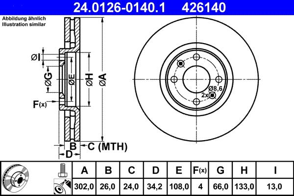 ATE 24.0126-0140.1 - Əyləc Diski furqanavto.az