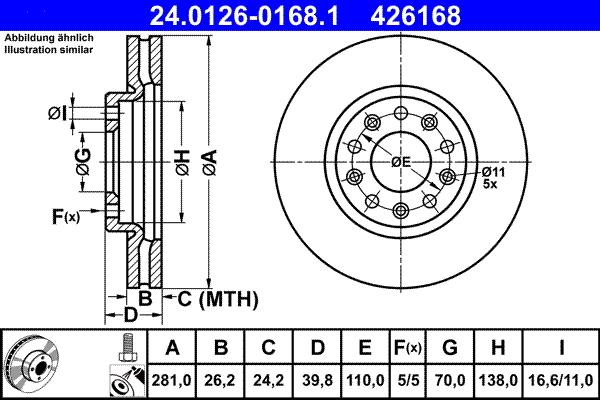 ATE 24.0126-0168.1 - Əyləc Diski furqanavto.az