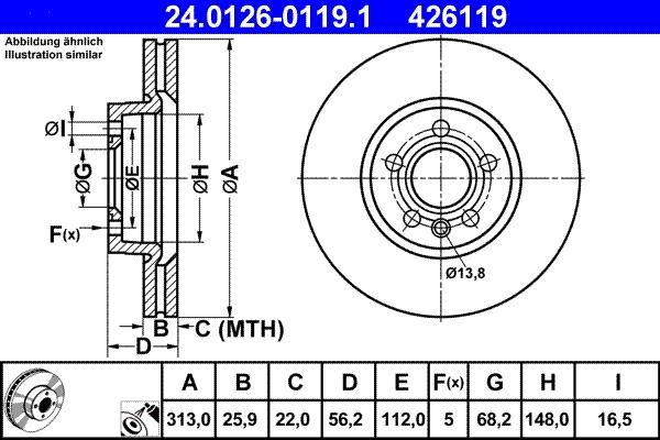 ATE 24.0126-0119.1 - Əyləc Diski furqanavto.az