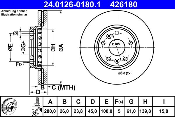 ATE 24.0126-0180.1 - Əyləc Diski furqanavto.az