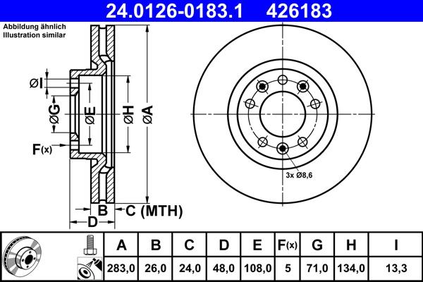 ATE 24.0126-0183.1 - Əyləc Diski furqanavto.az