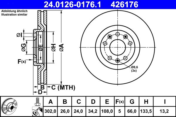 ATE 24.0126-0176.1 - Əyləc Diski furqanavto.az