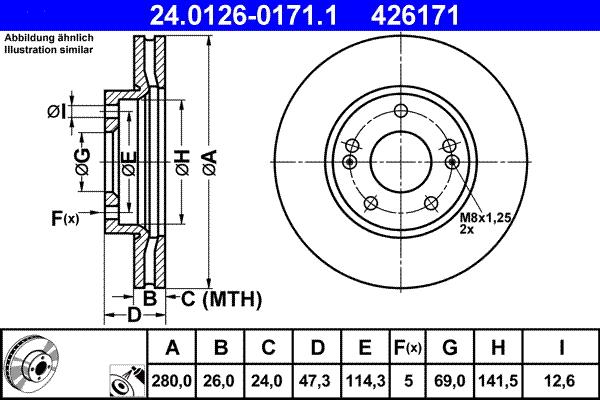 ATE 24.0126-0171.1 - Əyləc Diski furqanavto.az