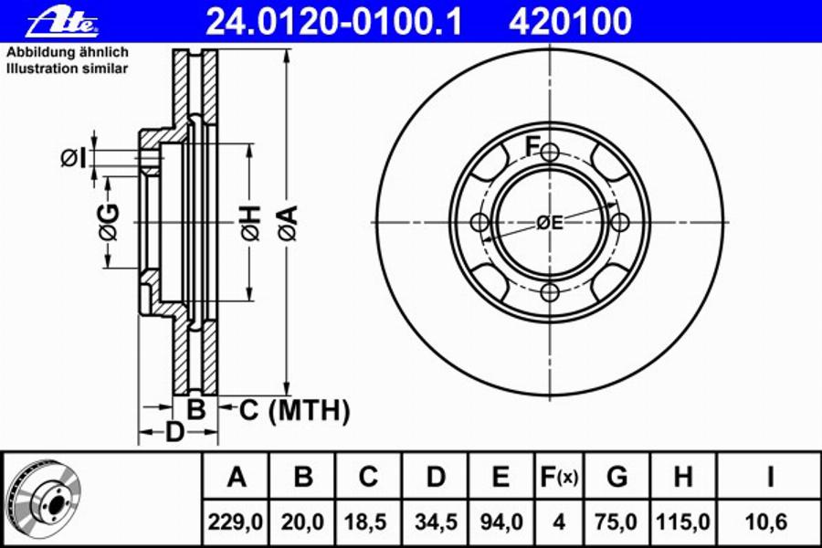 ATE 24012001001 - Əyləc Diski furqanavto.az