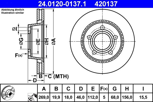 ATE 24.0120-0137.1 - Əyləc Diski furqanavto.az