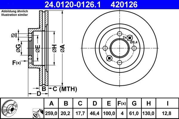 ATE 24.0120-0126.1 - Əyləc Diski furqanavto.az