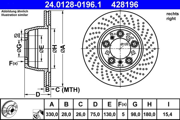 ATE 24.0128-0196.1 - Əyləc Diski furqanavto.az