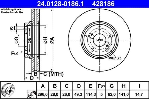 ATE 24.0128-0186.1 - Əyləc Diski furqanavto.az