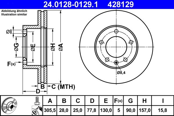 ATE 24.0128-0129.1 - Əyləc Diski furqanavto.az