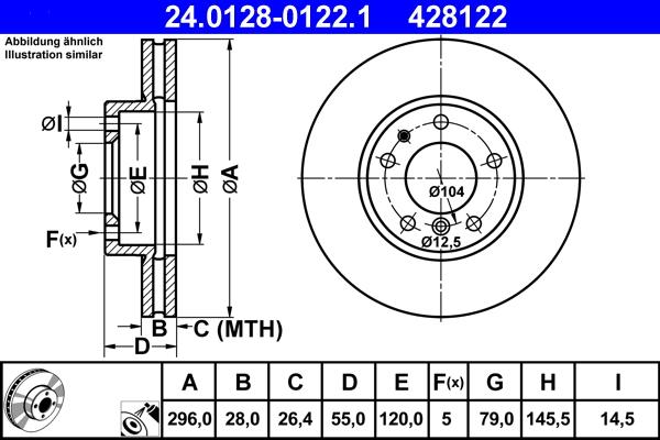 ATE 24.0128-0122.1 - Əyləc Diski furqanavto.az