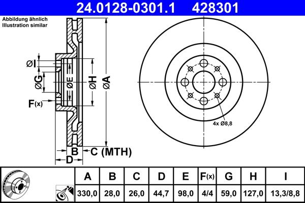 ATE 24.0128-0301.1 - Əyləc Diski furqanavto.az