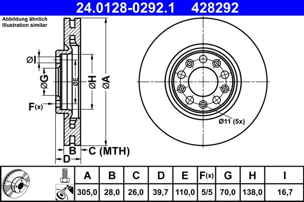 ATE 24.0128-0292.1 - Əyləc Diski furqanavto.az