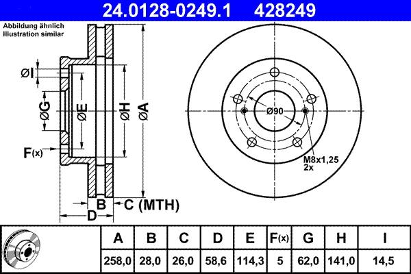 ATE 24.0128-0249.1 - Əyləc Diski furqanavto.az