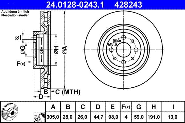 ATE 24.0128-0243.1 - Əyləc Diski furqanavto.az