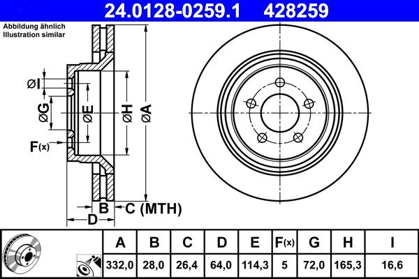 ATE 24.0128-0259.1 - Əyləc Diski furqanavto.az