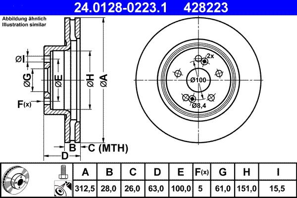 ATE 24.0128-0223.1 - Əyləc Diski furqanavto.az