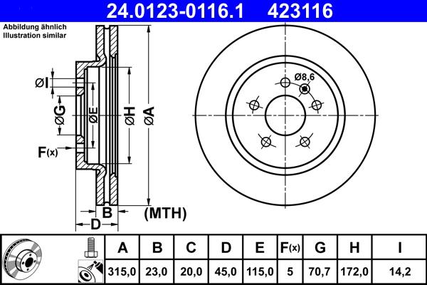 ATE 24.0123-0116.1 - Əyləc Diski furqanavto.az