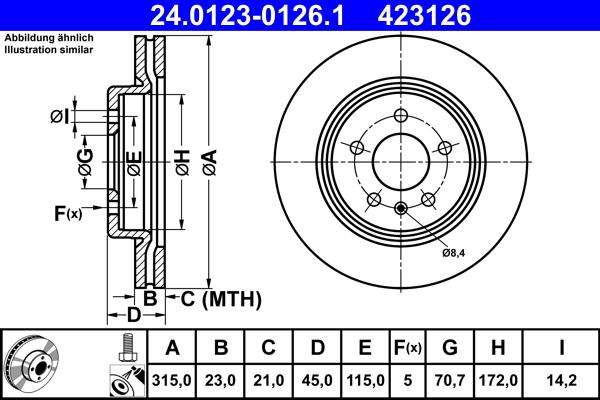 ATE 24.0123-0126.1 - Əyləc Diski furqanavto.az