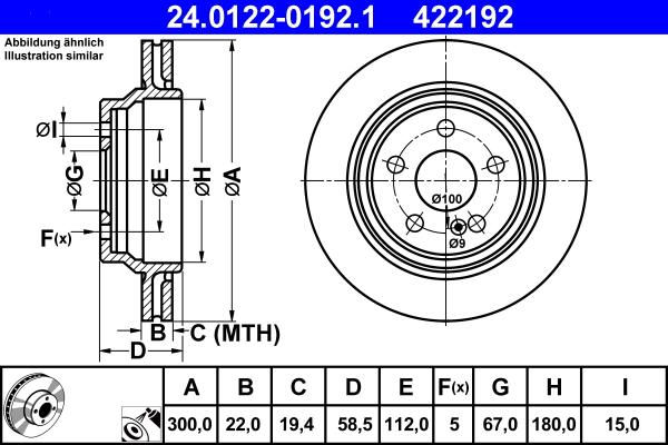 ATE 24.0122-0192.1 - Əyləc Diski furqanavto.az