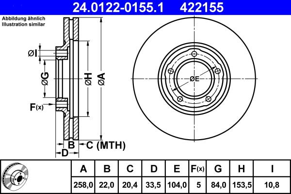 ATE 24.0122-0155.1 - Əyləc Diski furqanavto.az