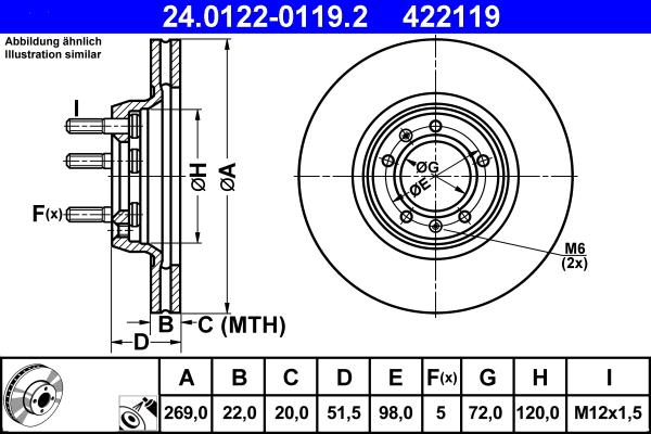 ATE 24.0122-0119.2 - Əyləc Diski furqanavto.az