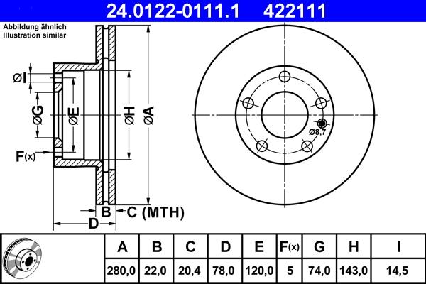 ATE 24.0122-0111.1 - Əyləc Diski furqanavto.az