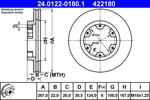 ATE 24.0122-0180.1 - Əyləc Diski furqanavto.az