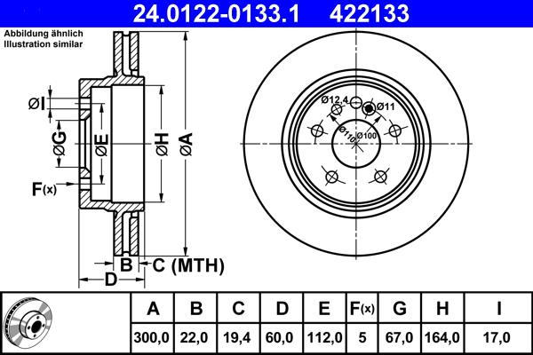 ATE 24.0122-0133.1 - Əyləc Diski furqanavto.az