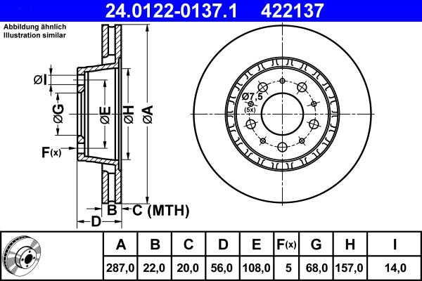 ATE 24.0122-0137.1 - Əyləc Diski furqanavto.az