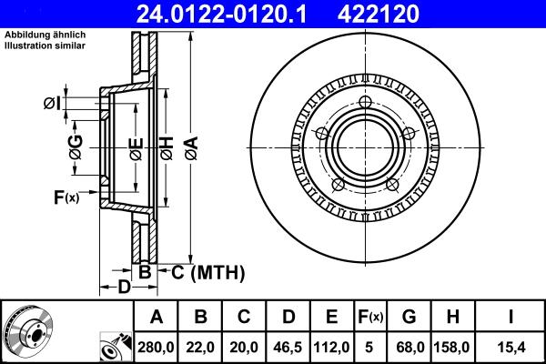 ATE 24.0122-0120.1 - Əyləc Diski furqanavto.az