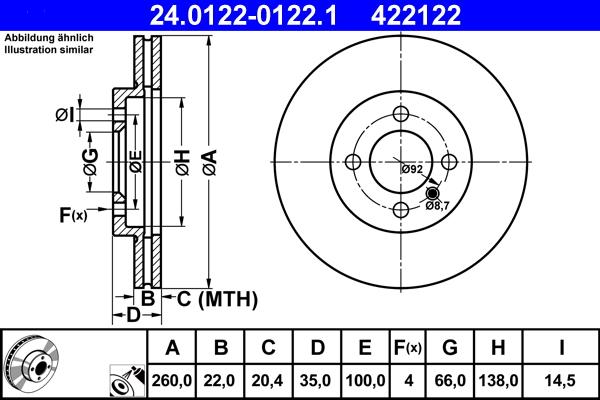 ATE 24.0122-0122.1 - Əyləc Diski furqanavto.az