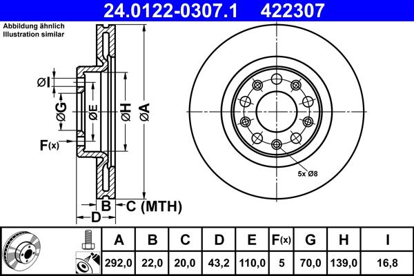 ATE 24.0122-0307.1 - Əyləc Diski furqanavto.az