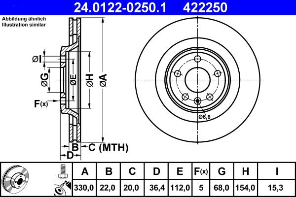 ATE 24.0122-0250.1 - Əyləc Diski furqanavto.az