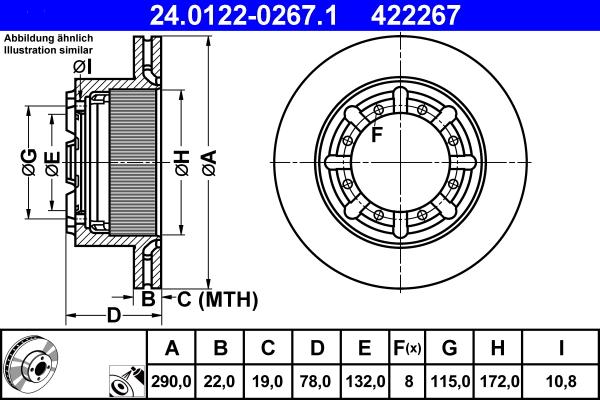 ATE 24.0122-0267.1 - Əyləc Diski furqanavto.az