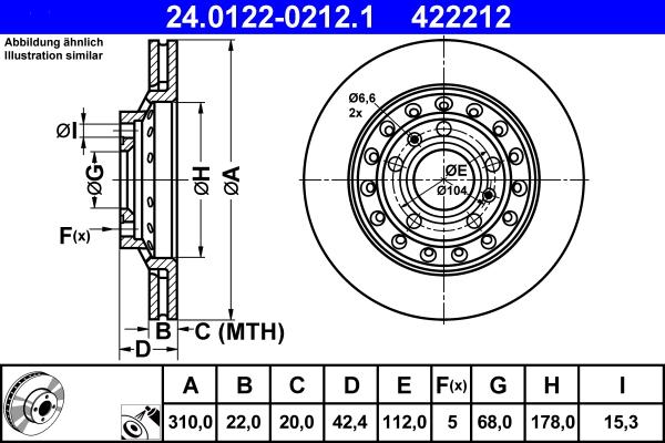 ATE 24.0122-0212.1 - Əyləc Diski furqanavto.az