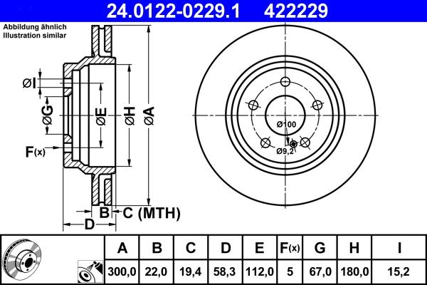 ATE 24.0122-0229.1 - Əyləc Diski furqanavto.az